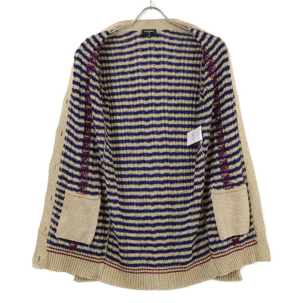 CHANEL [Excellent Condition/Domestically Authorized/24 Stainless Steel] P77141K11152 CC Logo Button Cardigan tops 36 Gold seriesUsed