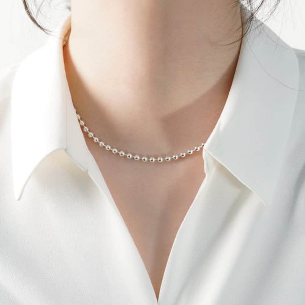 

92.5 Silver 4mm Silver Ball Chain Necklace (41.45cm) Rose gold (14K pink plating) / Size: 45cm