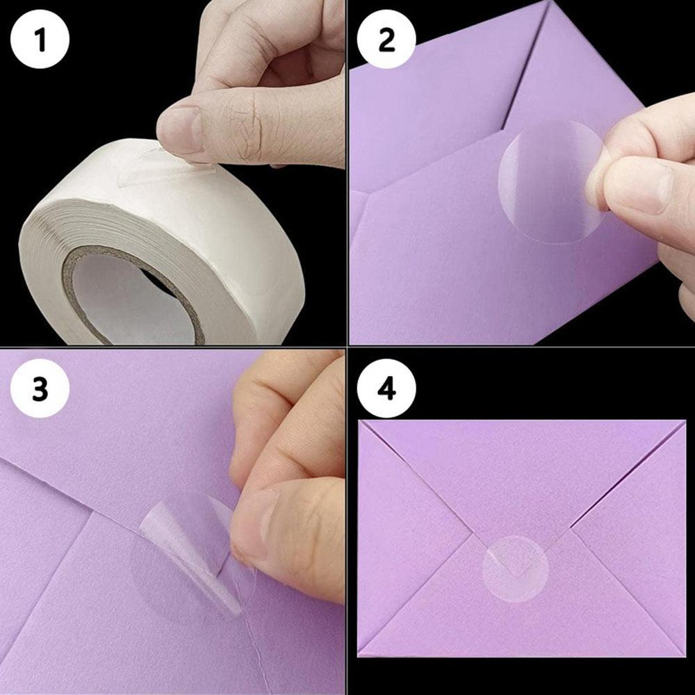 500Pcs/Roll 2cm Diameter 2.5C Thickness Transparent Stickers Round Self Adhesive Labels for Envelopes Gifts