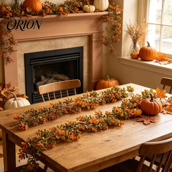 Realistic Plastic Bouquet for Home Artificial Fall Eucalyptus Garland, Autumn Money Leaf Vine Faux Greenery Maintenance Free Floral Decor Thanksgiving