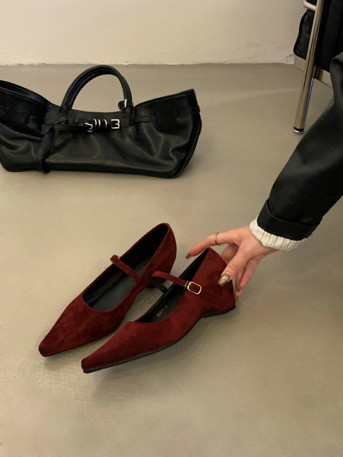 Women s Suede Pointed Toe Block Heel Autumn French Style Pumps - Elegant for Parties & Office 35