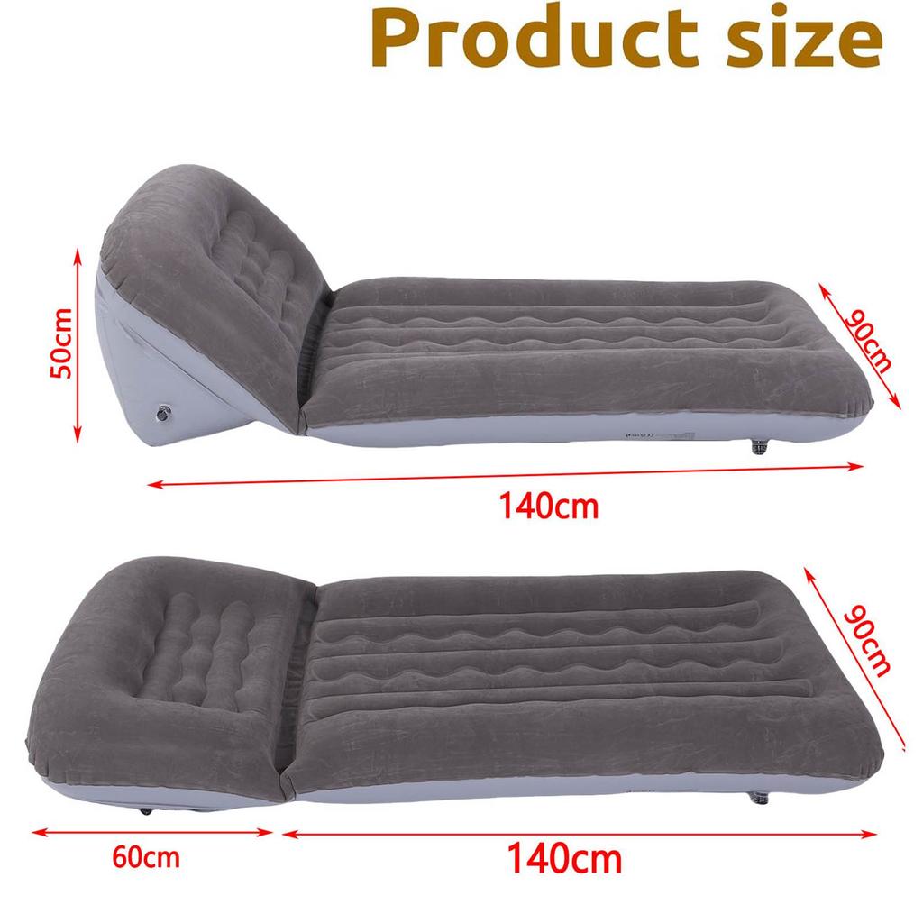 200x90x5cm Inflatable Lounger with Adjustable Backrest Flocked PVC Portable Blow Up Sofa for Outdoor Beach Travel