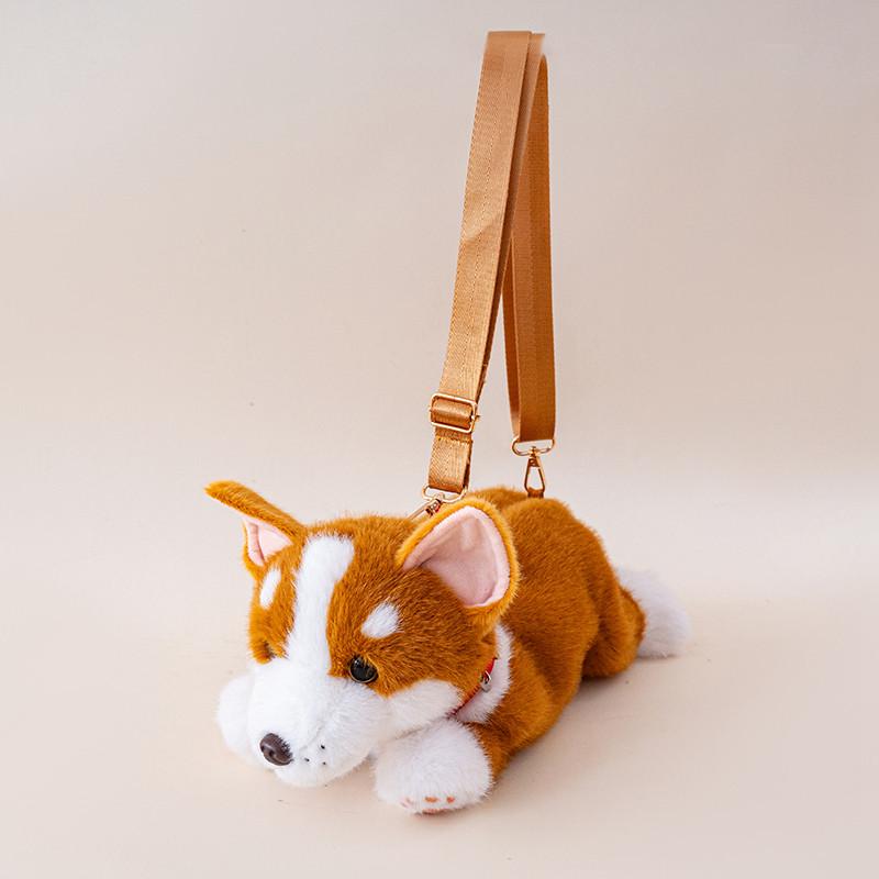 35cm Lifelike Corgi Plush Shoulder Bag