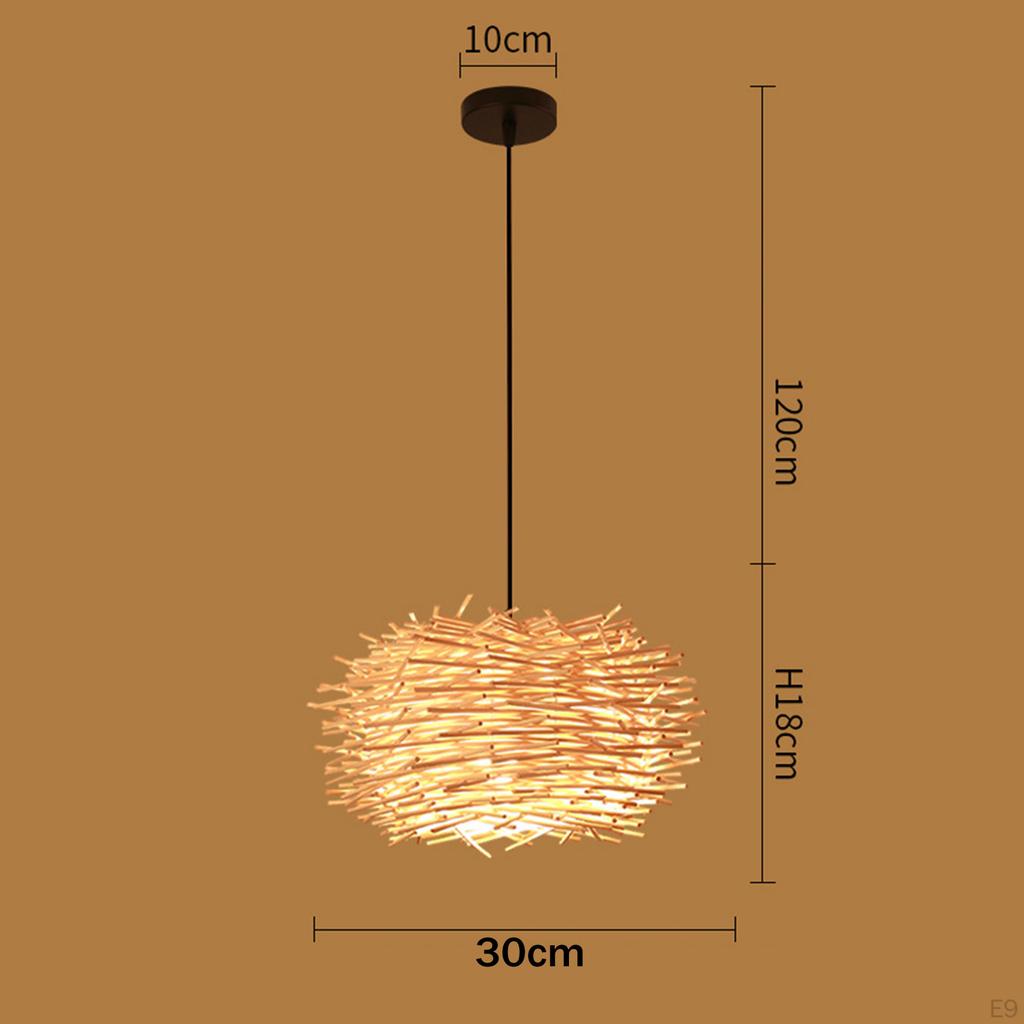Grass Vine Pendant Light Fixture Retro Restaurant Tea Room Handmade Woven Hanging Chandelier Lamp