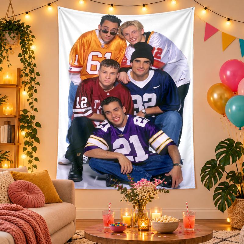 Polyester Wall Tapestry with Backstreet Boys Design, Decorative Hanging for Bedroom Living Room Dorm