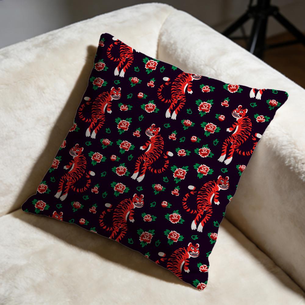 Tiger Cushion Cover Soft Decorative Pillow Case Suitable for Bedroom Sofa Car Travel Use