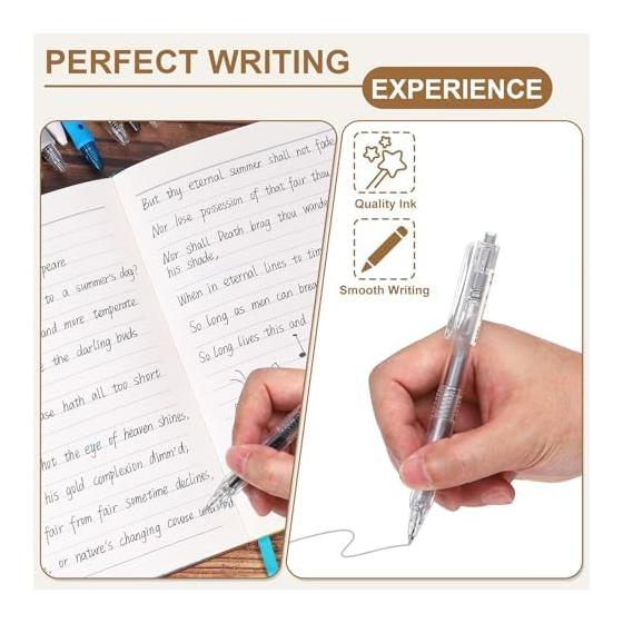 PATIKIL 6pcs 0.5mm Gel Pens, Retractable Silver Gel Ink Medium Point Rollerball Pens, Smooth Writing, Quick Dry, for Journaling, Note Taking,
