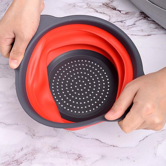 Collapsible Colander Strainer Basket Foldable Fruit Washing Basin Kitchen