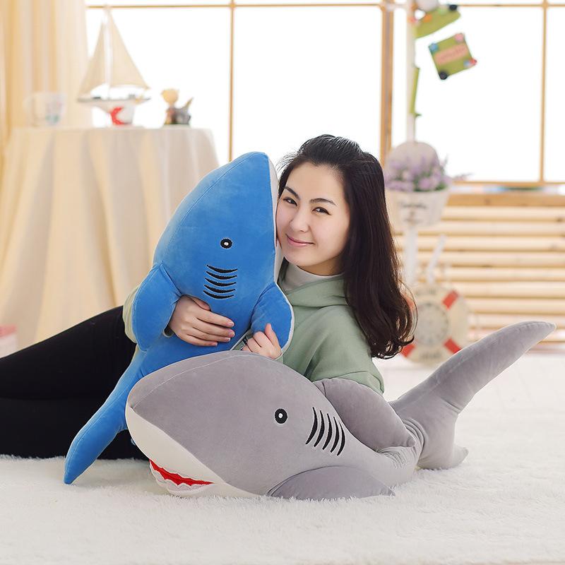 Plush Toy Shark Doll White Shark Rag Doll Long Dolphin Throw Pillow Creative Girl Birthday Gift Children'S Doll