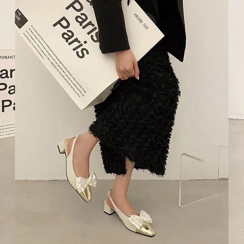 Square Head Thick Heel Single Shoes 2025 New Summer Wear Versatile French Style with Skirt Small Fragrant Style Bag Head Temperament Sandals Women