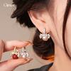 18k Electroplated Zircon Round Pearl Ear Buckle Exquisite Korean Earrings Light Luxury Earrings Women