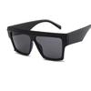 Oversized Women's Fashion Square Sunglasses Designer Flat Top Big Frame Clear Shades Men High Quality Glasses UV400