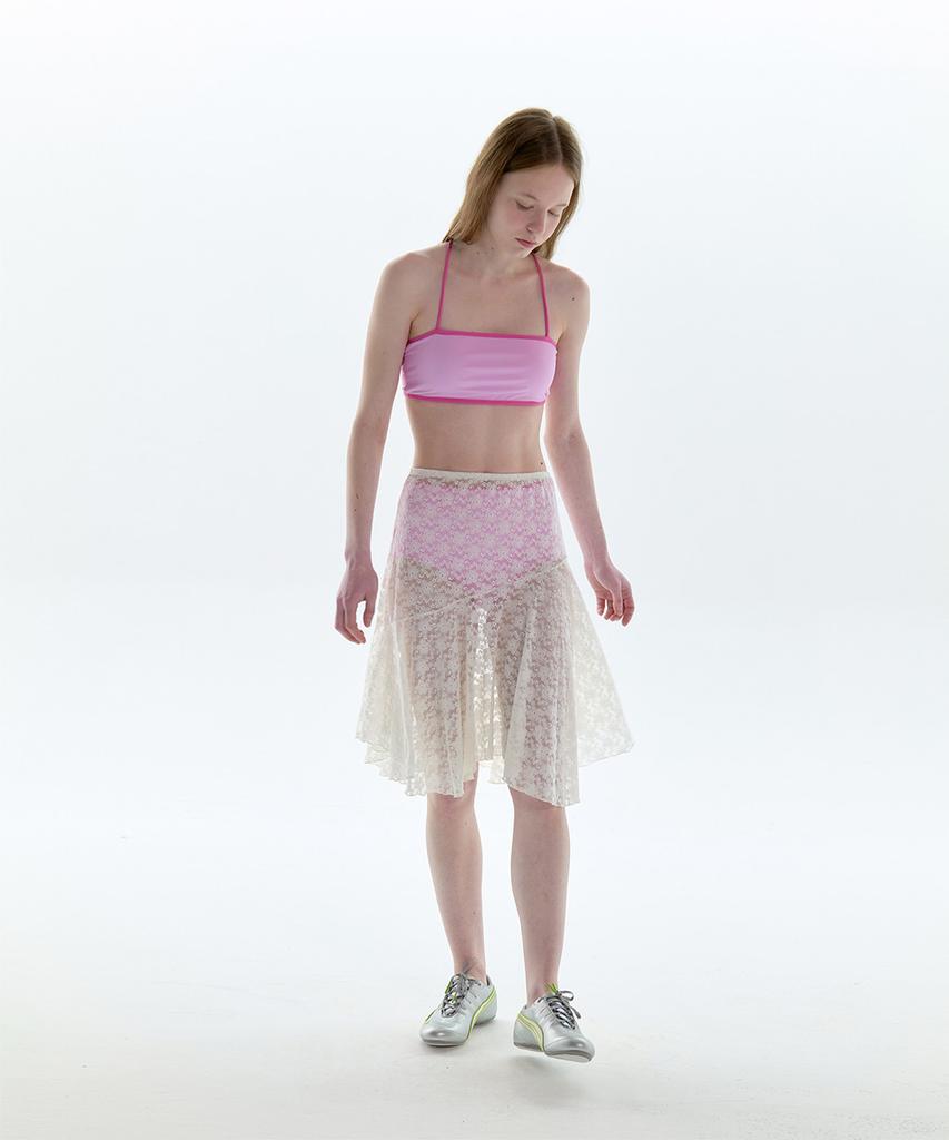 PISCESS Floral Lace Skirt_White