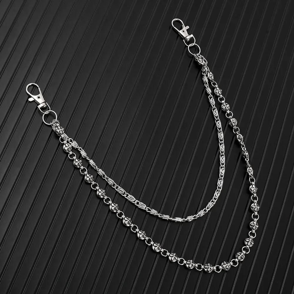 A Harajuku Style Street Hip-Hop Jeans Chain with Personalized Punk Style Double-Layer Waist Chain for Men and Women Accessories