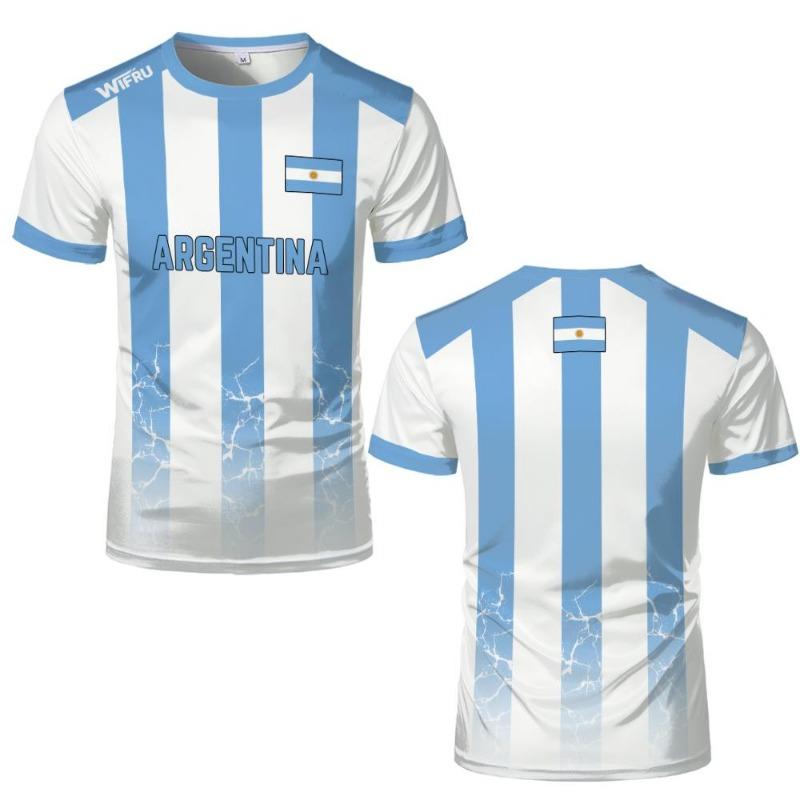 Argentina Nationalflagga Print T-shirt för Män, Andningsbar och Snabbtorkande Träningsuniform, Unisex Casual Kortärmad T-shirt