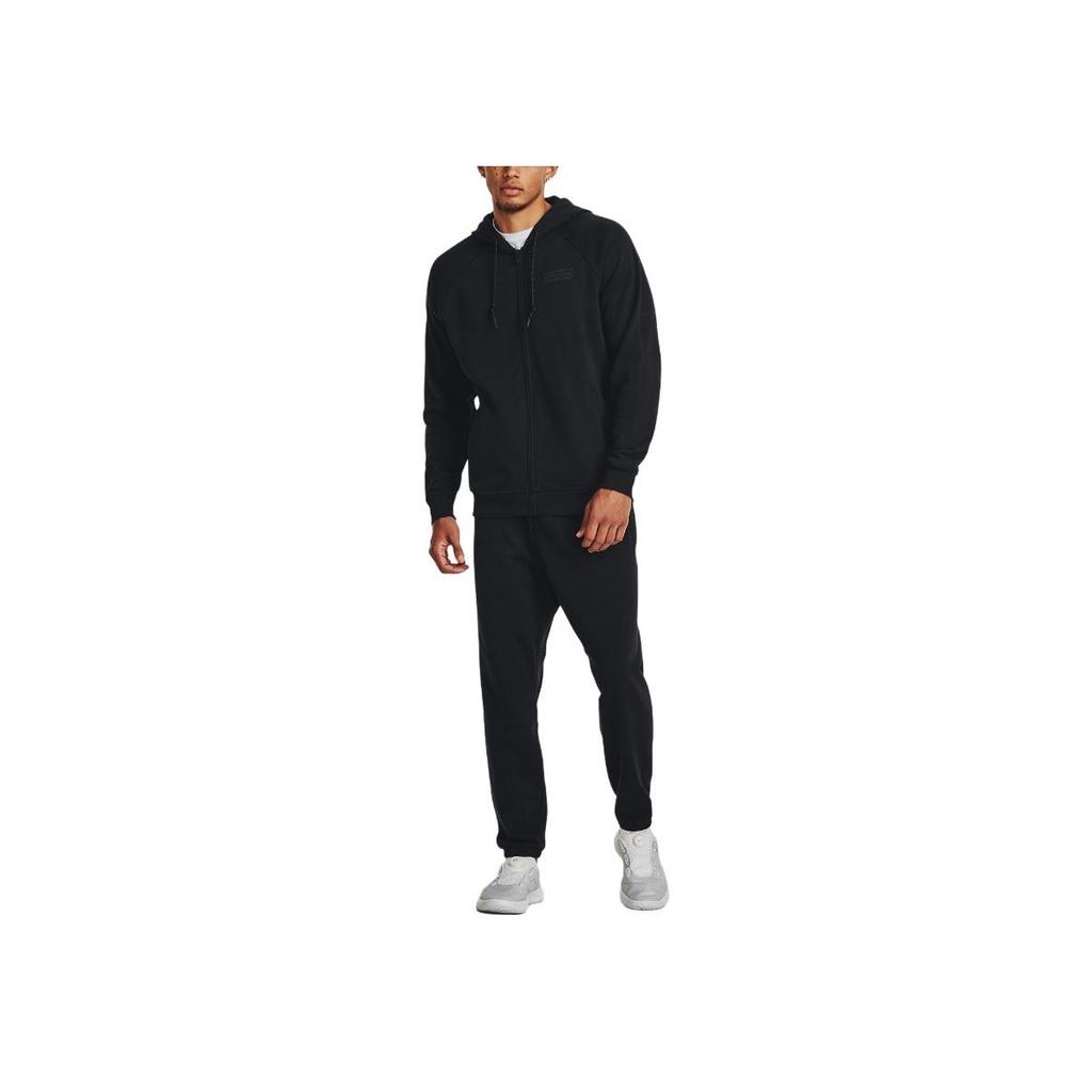 Under Armour Solid Color Full Zip Hooded Sports Jacket Men Jackets Black 1382112-001