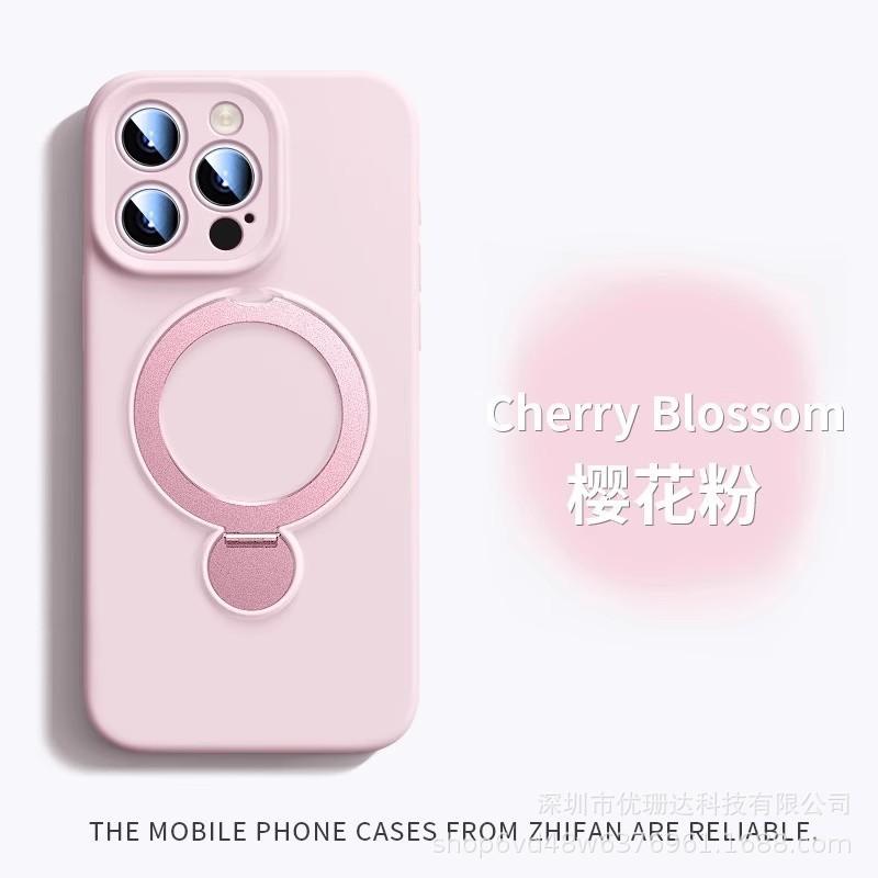 Rotary bracket for iPhone17PROMAX liquid silicone mobile phone case with lanyard Apple 16 anti-drop sheath