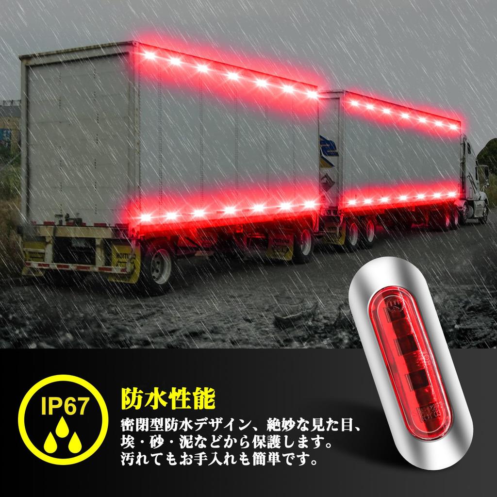 X-STYLE Side Marker LED 24V Red 4 Row LED Truck Marker Lamp Trailer