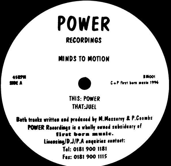 12inch Record MINDS 2 MOTION Power Juel BM001 Power Recording 1996 UK Dance Electronica Used