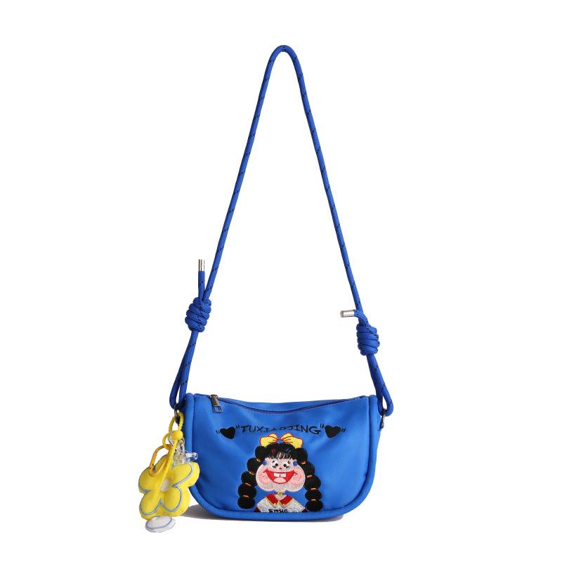 Cartoon Graffiti Canvas Crossbody Bucket Bag - Illustration Design Handbag