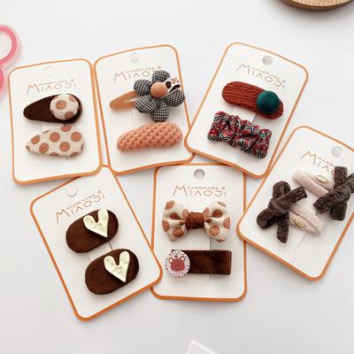 Korean Coffee Color Fabric Wave Flower Party Hairpin Kawaii Cute  Hair Pin for Children Girls Bangs BB Clip