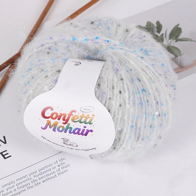 1Roll Yarn Weaving Colored-dot DIY Mohair Yarn Multi-purpose Scarf Yarn Cloth Yarn Bold Line