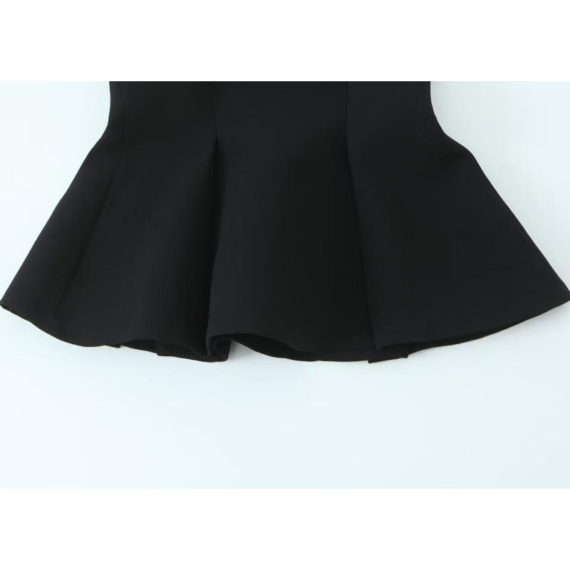 Myst&Za Women's 2025 Summer Pleated Waist-Cinching Halter Neck Top