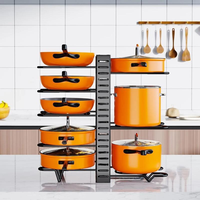 5/8 layer Pots Pans Organizer for Cabinet Upgraded Pots and Pans Organizer Rack for Kitchen Storage Pot Lids Organizer rack