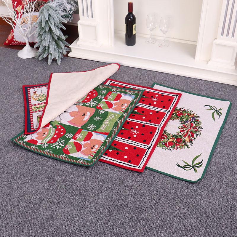 Christmas Decorations Rubber Knit Floor Mat Foot Mat Christmas Door Mat