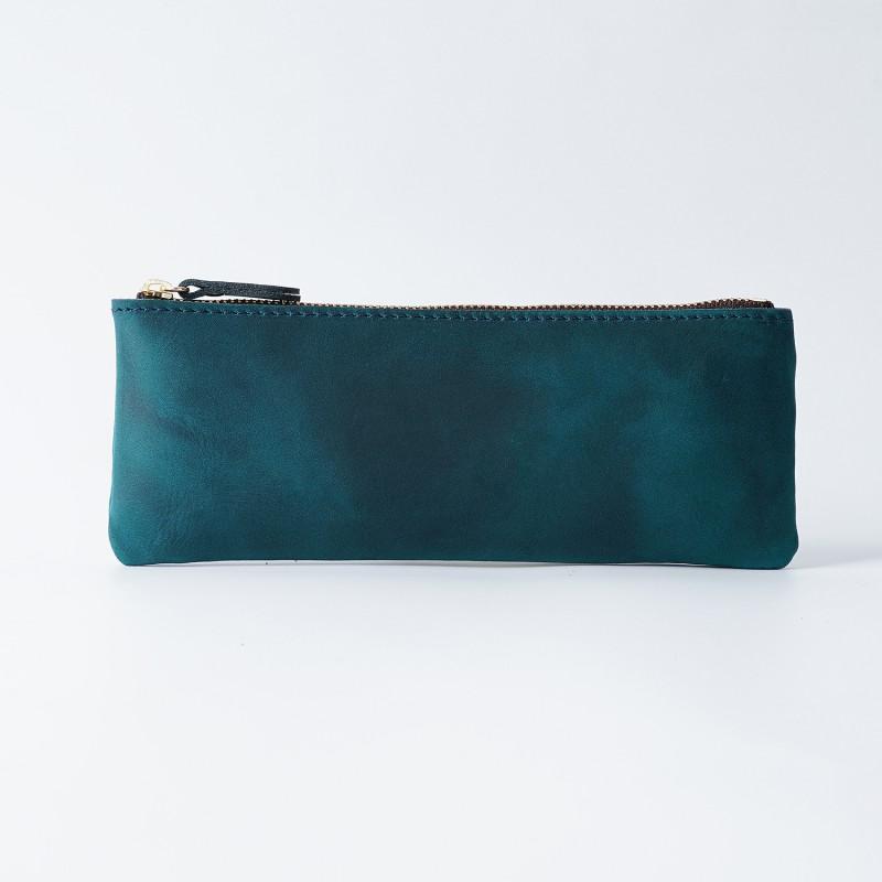 Handmade Vintage Leather Pencil Case Zipper Minimalist Stationery Organizer Students Office