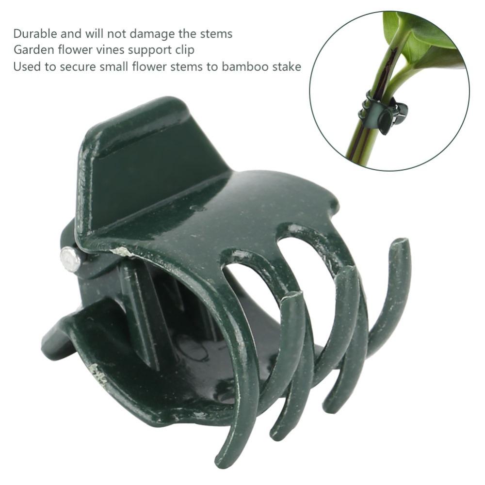 100PCS Plastici Orchid Stem Clips Dark Green Plant Support Clips Durable Plastic Plant Clips