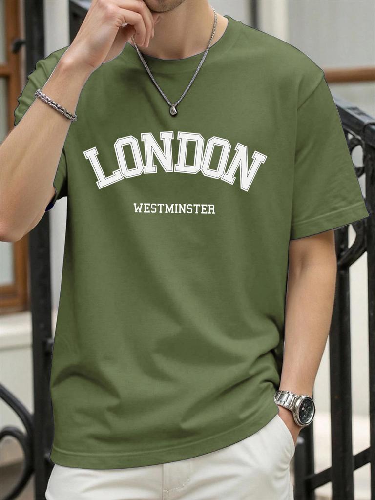 London Westminster Print Men TShirts Summer ONeck Oversize T Shirt Cotton Loose Short Sleeve Basics Street Hip Hop Sportswear