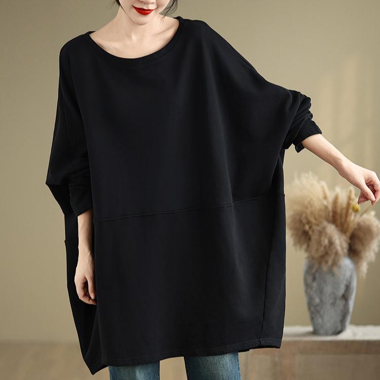 DIMANAF 2024 Pullover Long Plus Size Autumn Big T-shirt Women Super Full Sleeve Loose White Bat T-shirt