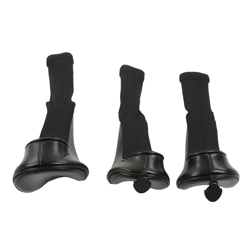 3 ks golfových holí, kryty na hlavici, golfové hole, prázdný dřevěný kryt na tyč, PU vodotěsný elastický nylonový kryt na klobouk