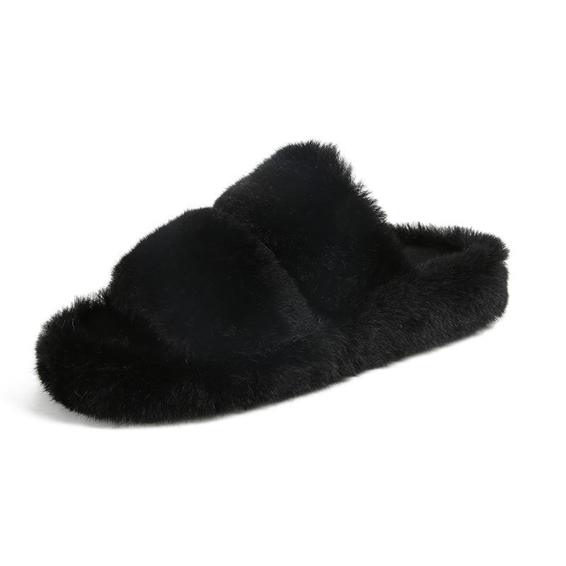 TX-1 fleece thick-bottomed flat-bottomed one-word fairy fluffy slippers outer wear female spring and autumn new models
