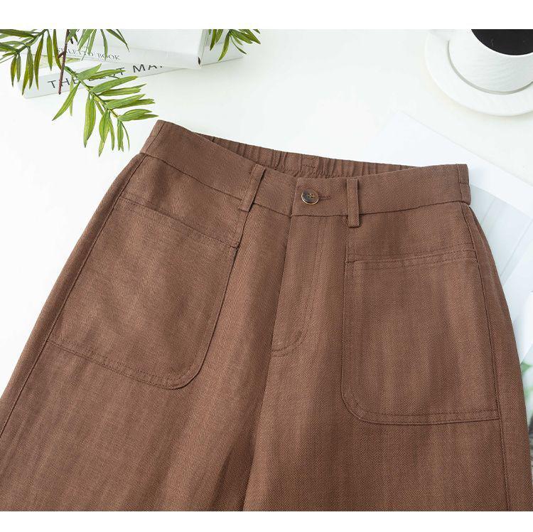 Dames Zomer 2026 Tencel Linnen Hoge Taille Wijde Pijpen Broek - Slankmakend, Lichtgewicht, Casual Pasvorm