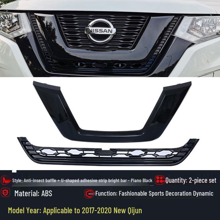 Černý Warrior Přední mřížka U-tvarový lem pro Nissan X-Trail 2017-2021