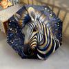 1 PC Automatic Folding Umbrella - Golden Zebra Pattern, Portable & Foldable Design with 8 Ribs, Christmas Birthday Gifts