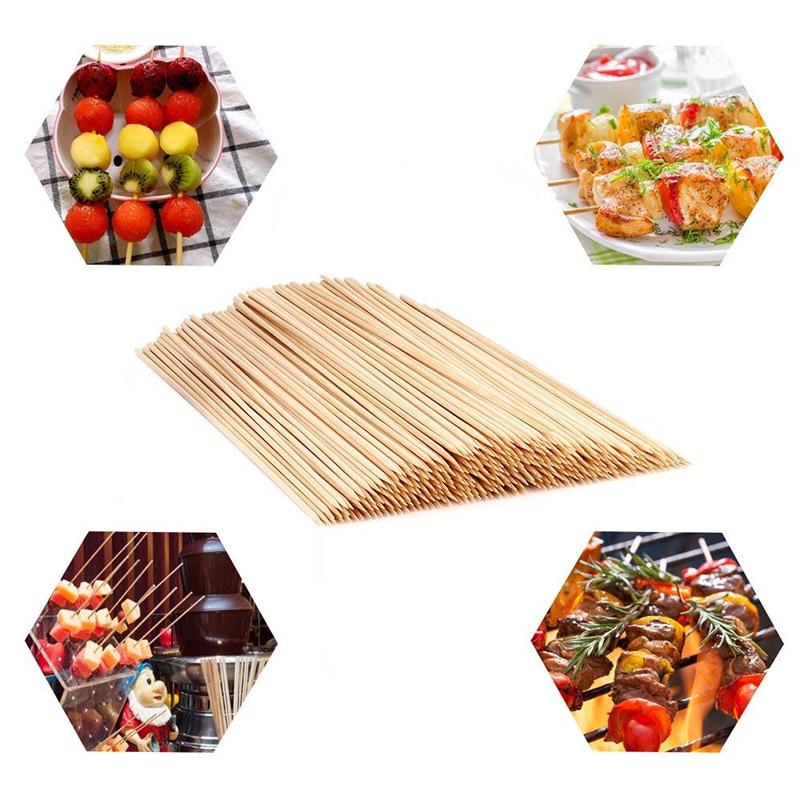 90 Pcs 25cm Natural Bamboo BBQ Skewers Bamboo Sticks BBQ Kabob Skewers For Grilling Appetiser Barbecue JT47