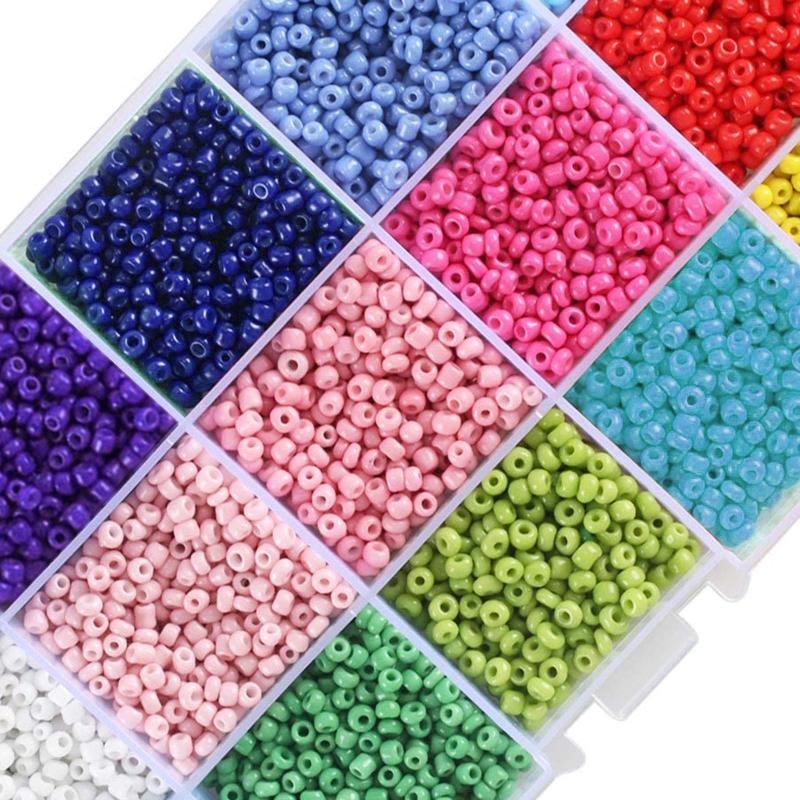 7000Pcs/15 Color Bracelet Glass Beads Small Craft Beads Kit Loose Spacer Bead for Jewelry Making with Storage Boxes