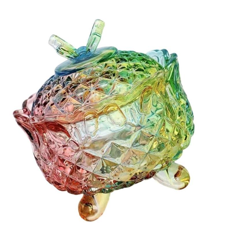 Colorful Handcraft Glass Storage Jar for Treats Home Organization Display P9YB