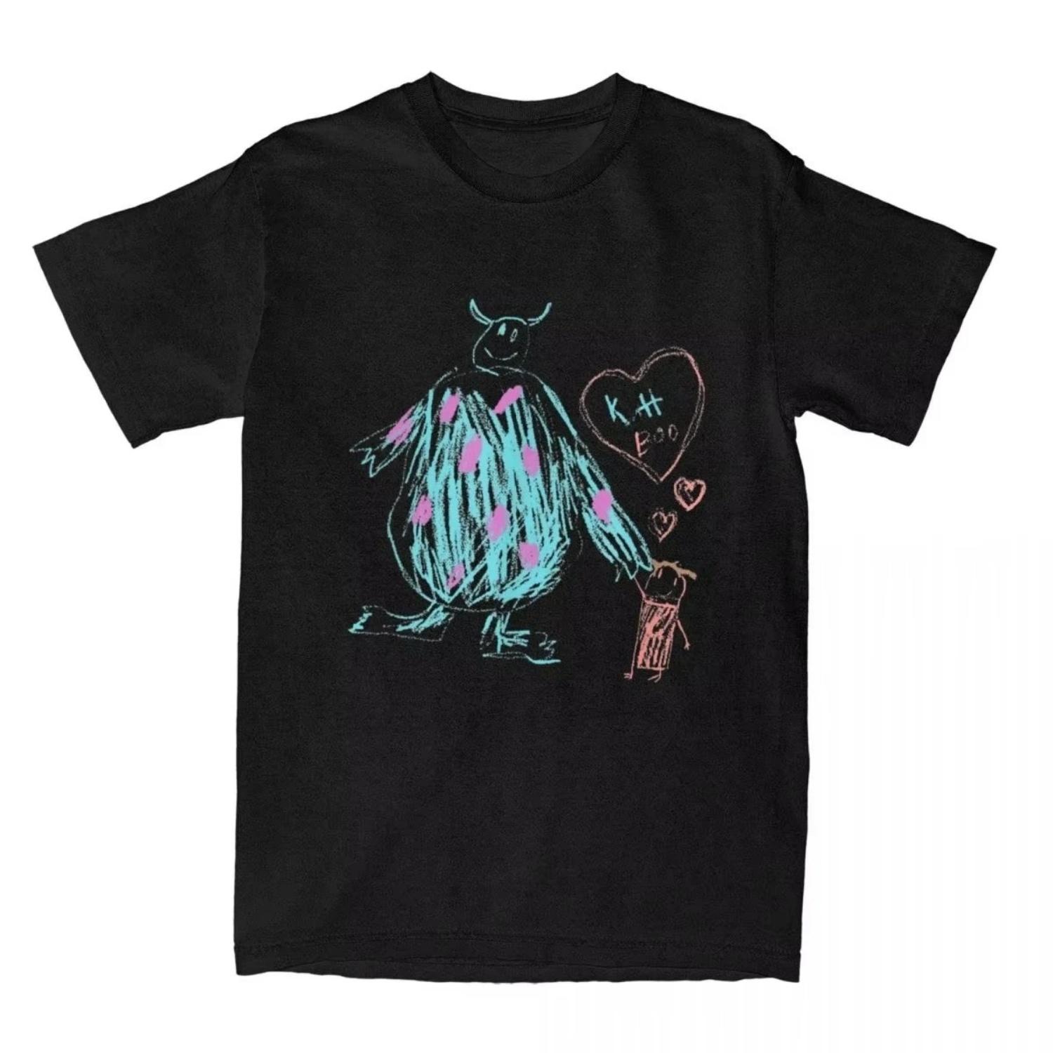 

2025 New s T-Shirt Monsters Vintage Cotton Tee Short Sleeve Crew Neck Tops Gift Idea Popular Fashion Couple Outfits S чёрный
