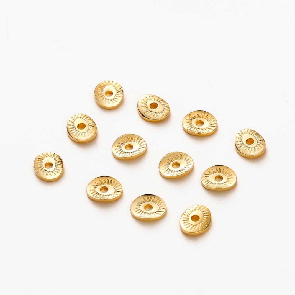 20-50pcs 5x6MM 14K 18K Gold Plated Brass Arcuate Embossing Spacer Beads Bracelets Beads Jewelry Making Supplies Diy Findings