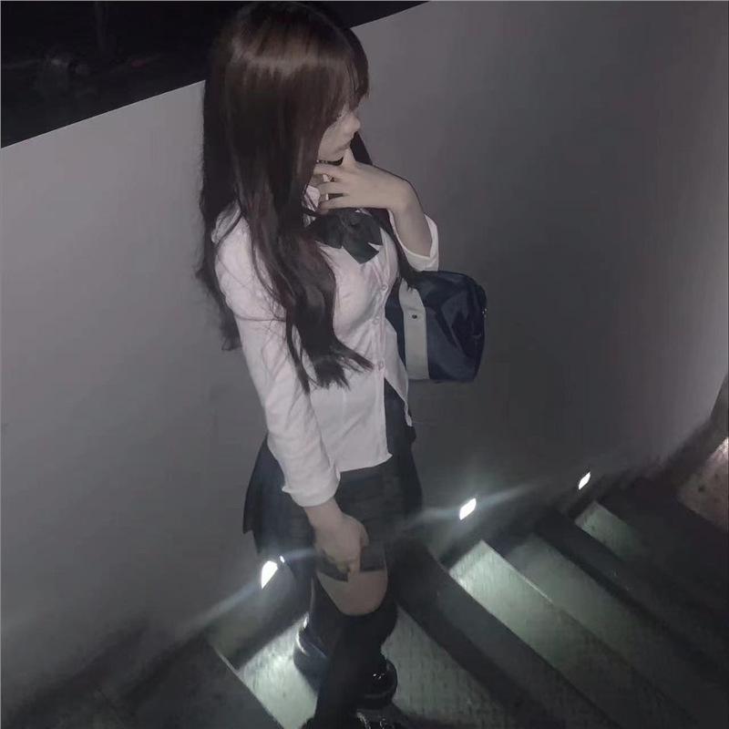 JK Academy Style Two-Piece Set: Tight Waist Shirt & Pleated Skirt
