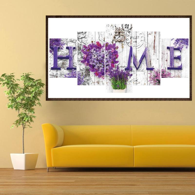 HUACAN namų gėlė 5D DIY Resplendent Rose 5D DIY Full Drill Diamond Painting 5 paveikslėlių derinys