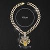 GemChic Men's Personalized Hip Hop Cool Embed Zircon Tiger Pendant Necklace Retro Versatile Birthday Christmas Jewelry Gift