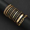11pcs Fashion Minimalist Geometric Bracelet Set for Women Elegant Vintage Layered Snake Twist Chain Bead Bracelets Jewelry Gifts