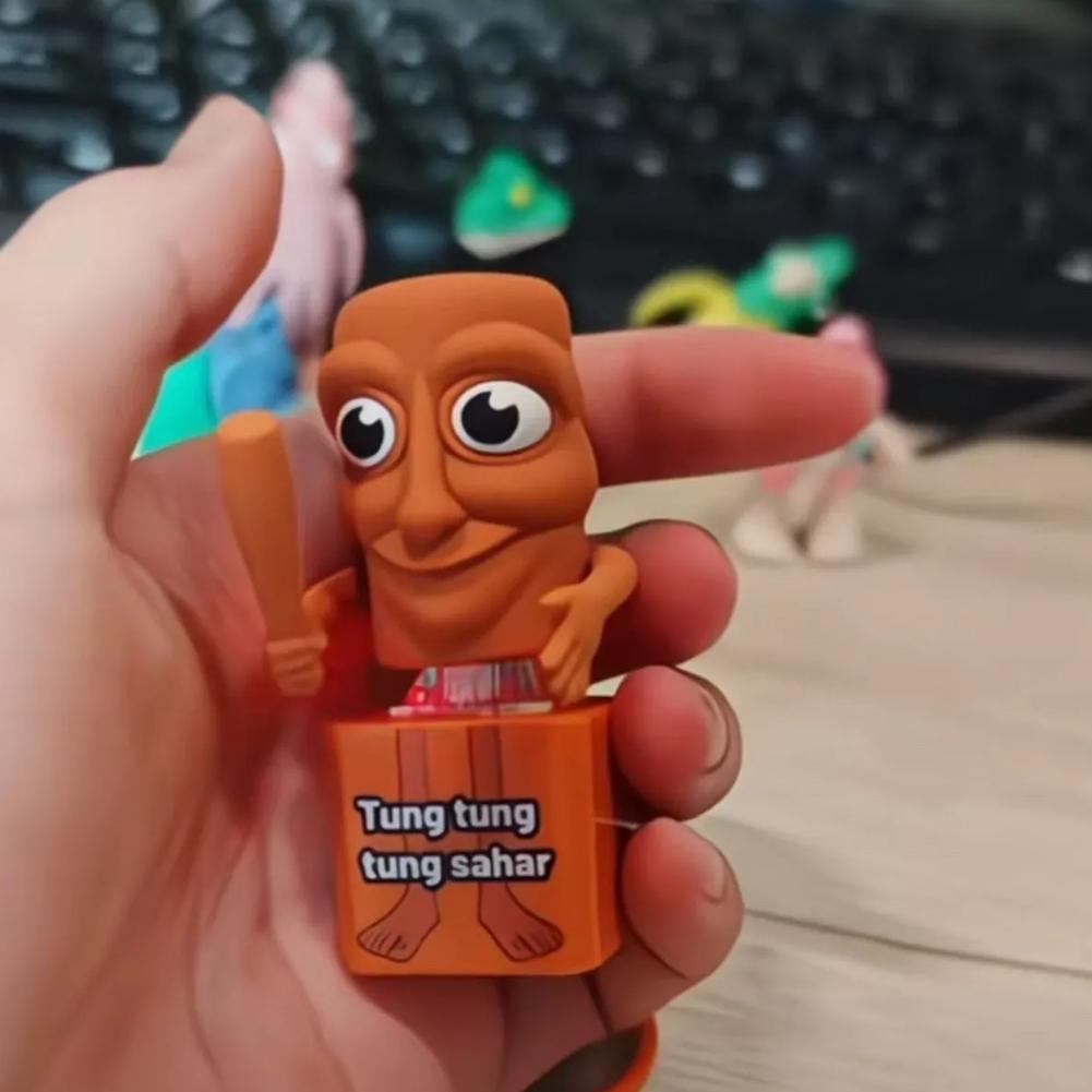 Stick man Tung tung tung Tungtungtung Anime Wooden Keychain Stick Man Figure with Luminous Pendant Collectible Decorative Gift