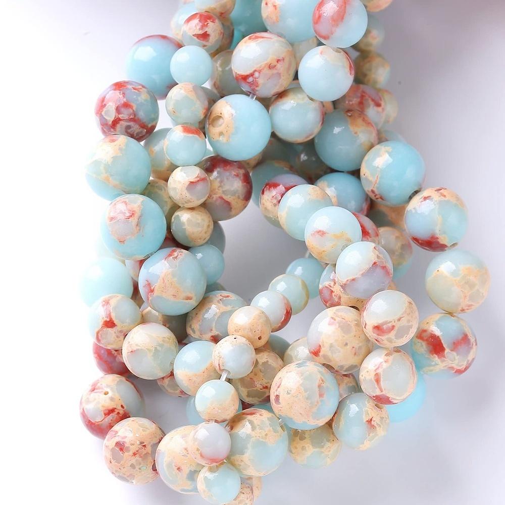 Snake Skin Jaspers Round Natural Stone Beads 15"Strand Smooth Loose Spacer Beads 4/6/8/10/12mm for Jewelry Making DIY Bracelets Accessories