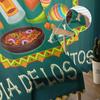 Mexican Festival Food Skull Sheer Curtains Window Tulle Curtains For Living Room Bedroom For Kitchen Veiling Curtains Decoration